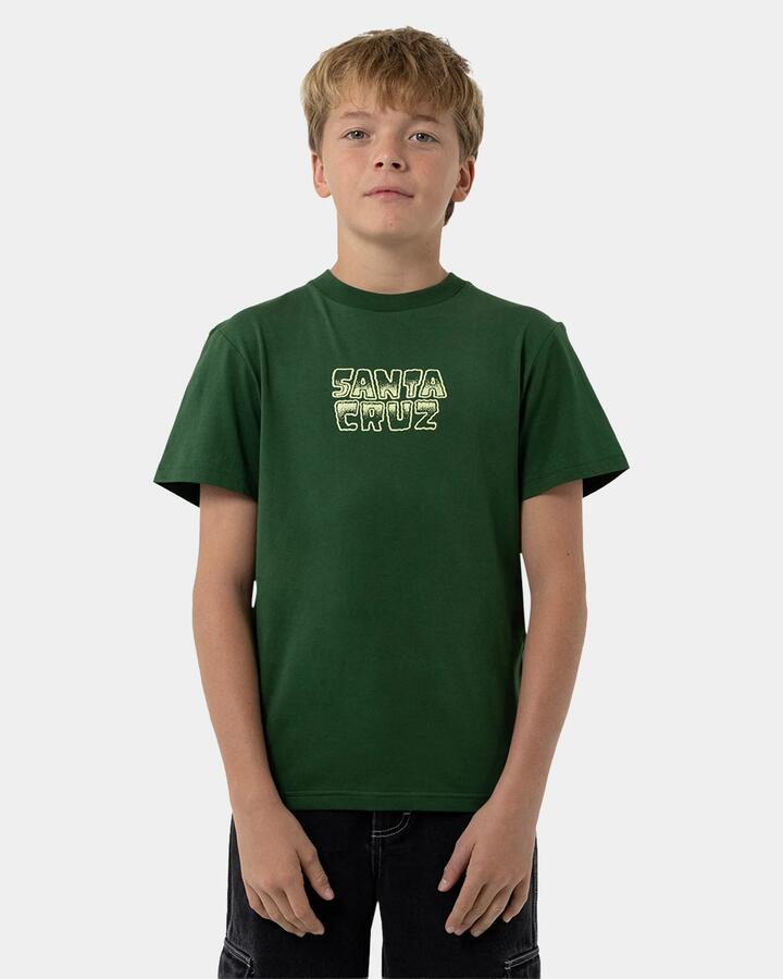 Image of T-Shirts. Product name - Santa Cruz Boys 8-16 Multi Cruz Stack Centre T-Shirt Dark Green in Dark Green colour by brand - Santa Cruz
