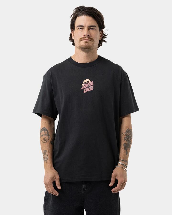 Image of T-Shirts. Product name - Santa Cruz Mens Knibbs Invasion Hand T-Shirt Off Black in Off Black colour by brand - Santa Cruz