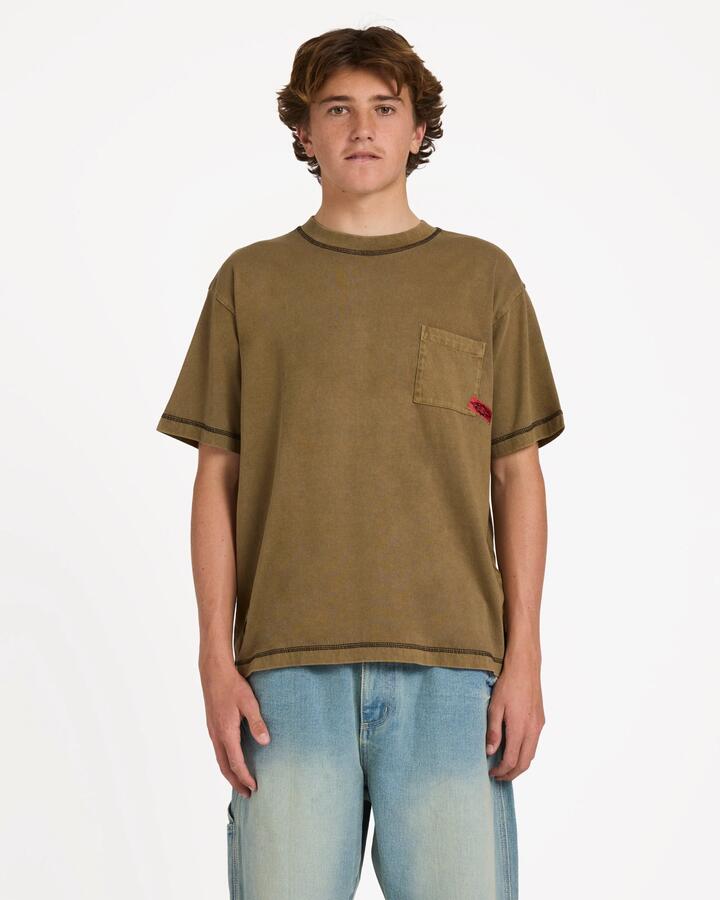 Image of T-Shirts. Product name - Billabong Mens Immortal Pocket T-Shirt Gravel in Gravel colour by brand - Billabong