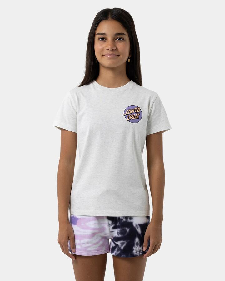 Image of T-Shirts. Product name - Santa Cruz Girls 8-16 Other Dot Reverse Chest T-Shirt White Marle in White Marle colour by brand - Santa Cruz