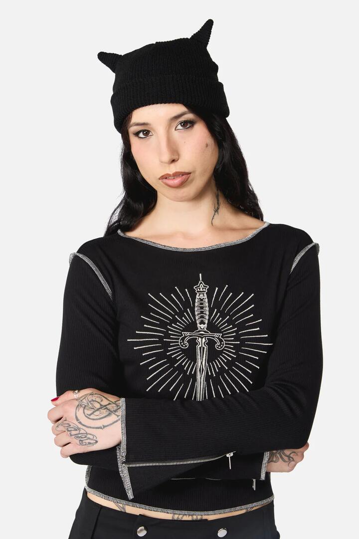 Image of Hats. Productname: Backstabber Beanie in Black colour by brand - Dangerfield