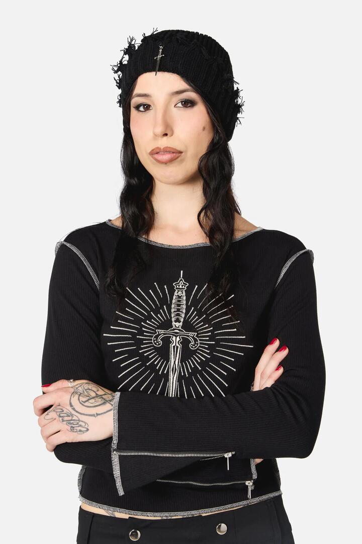 Image of Hats. Productname: Sword Charm Beanie in Black colour by brand - Dangerfield