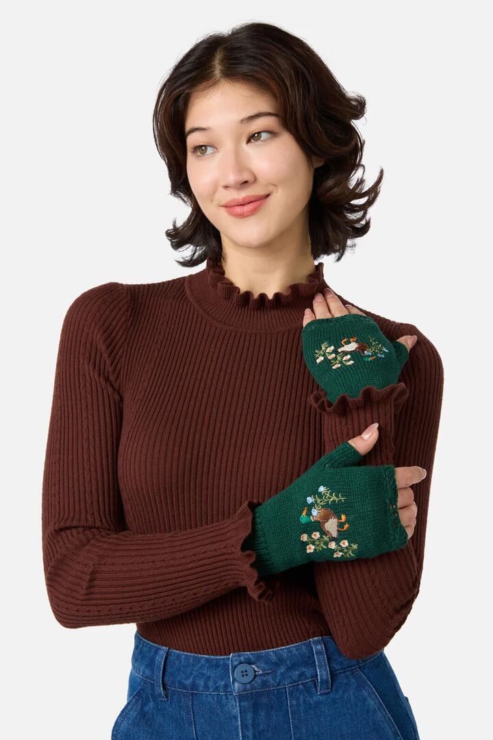 Image of Gloves & Mittens. Productname: Duck Embroidered Gloves in Green colour by brand - Princess Highway