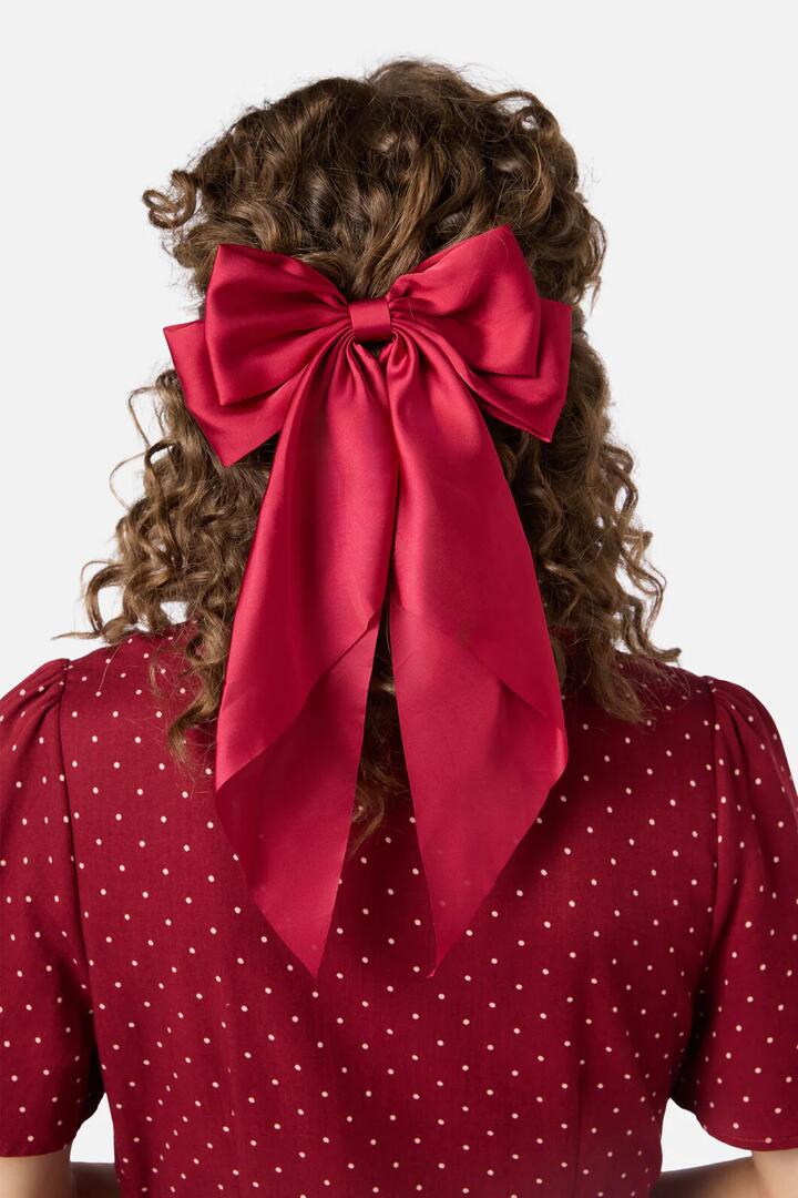 Image of Hair Accessories. Productname: Satin Bow Barrette Hair Clip in Black colour by brand - Princess Highway