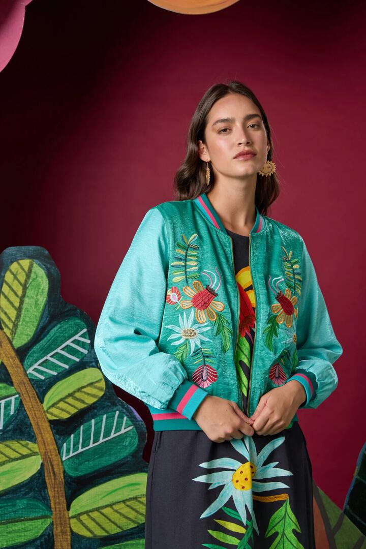 Image of Coats & Jackets. Product name - Whimsical Embroidered Bomber in Multi colour by brand - Gorman