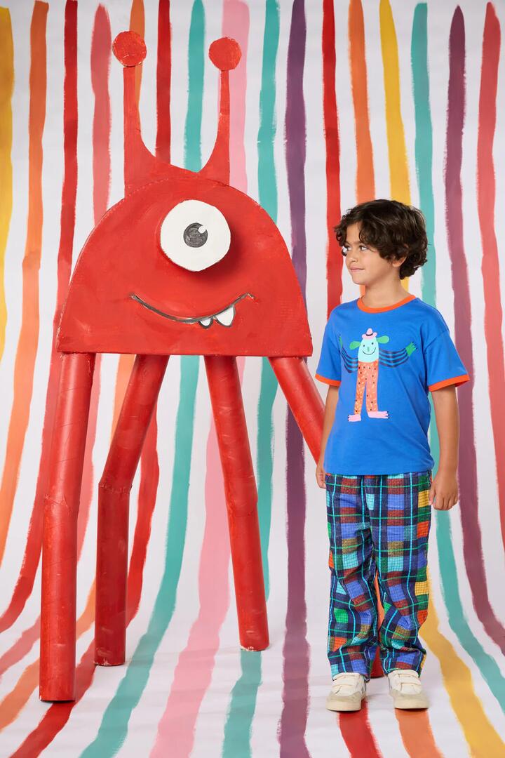 Image of T-Shirts. Product name - Happy Monster Guy Kids T-Shirt in Blue colour by brand - Gorman