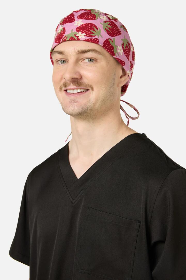 Image of Hats. Productname: Strawberry Scrub Hat in Pink colour by brand - Scrubs With Love