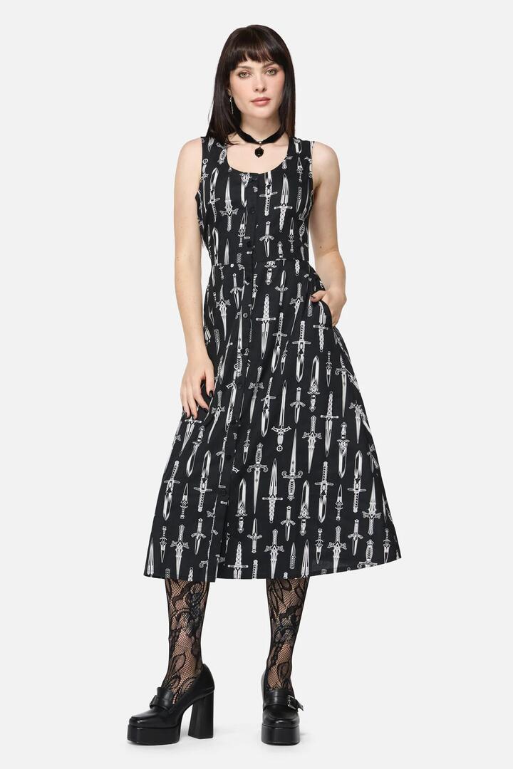 Image of Dresses. Productname: Dagger Goth Maxi Dress in Black colour by brand - Dangerfield