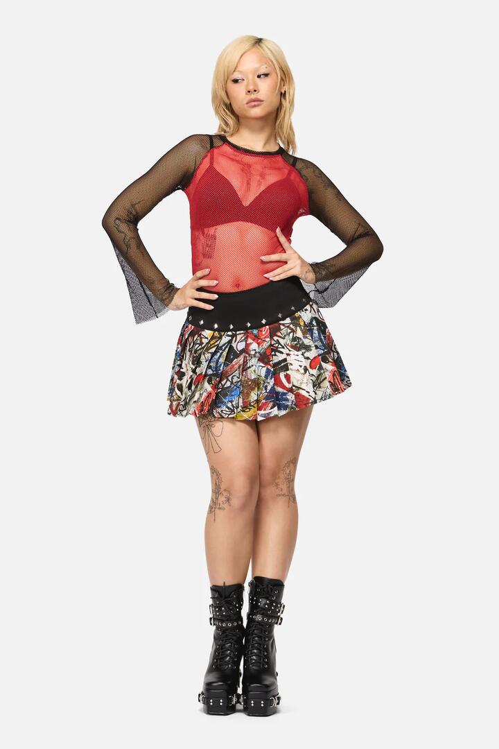 Image of a model wearing Skirts. Productname: Facade Punk Skort in Multi colour by brand - Black Friday
