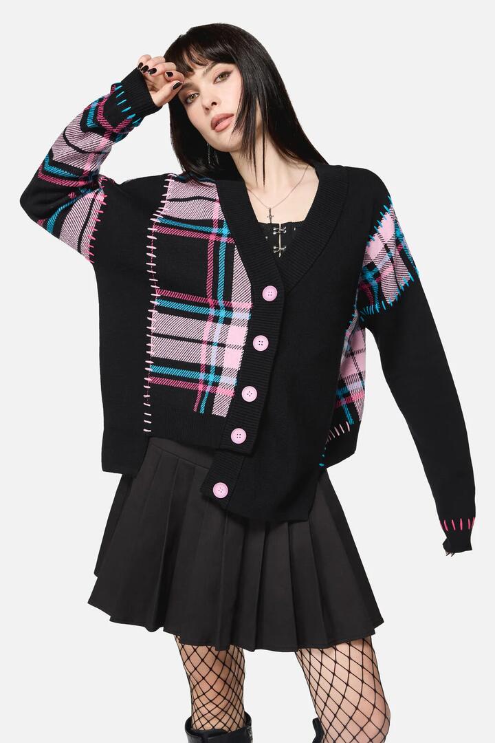 Image of Cardigans. Productname: Spliced Goth Cardigan in Multi colour by brand - Dangerfield