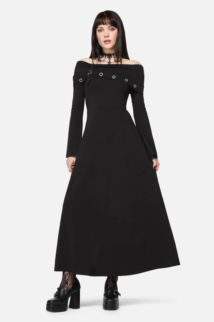 Image of Dresses. Productname: Avril Goth Maxi Dress in Black colour by brand - Dangerfield