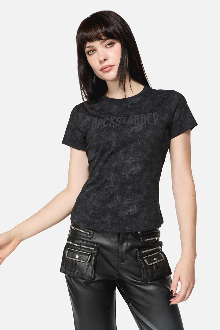 Image of T-Shirts. Productname: Backstabber Goth Tee in Grey colour by brand - Dangerfield
