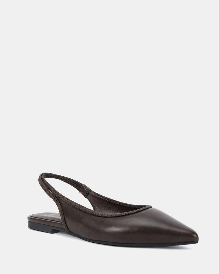 Image of Flats. Product name - Cassey Espresso Vintage Vegan Flats in Espresso Vintage colour by brand - Novo