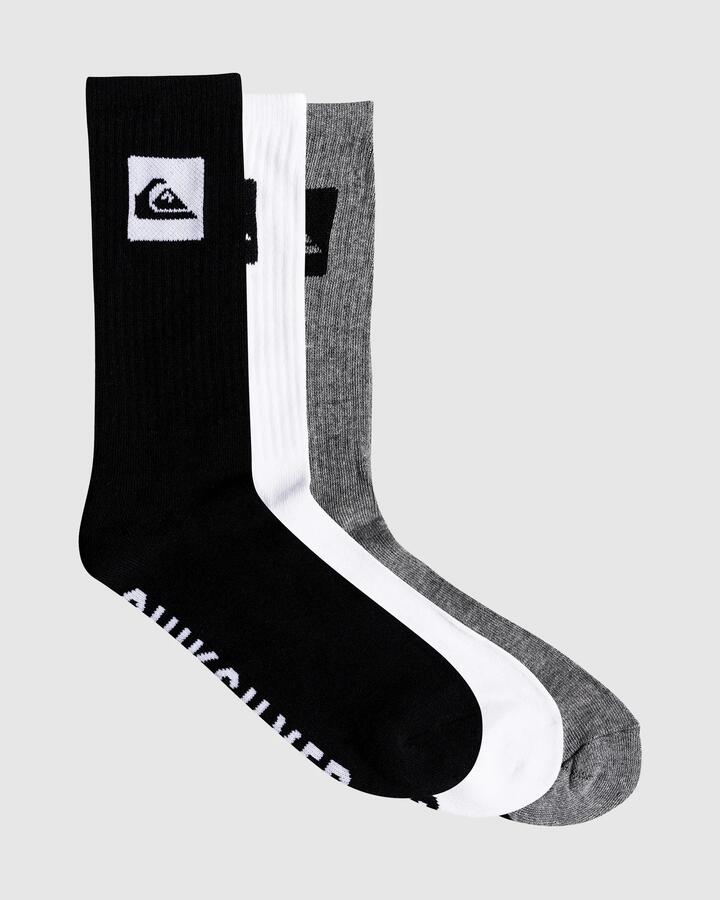 Image of Socks. Product name - Quiksilver Mens Quick 3 Packs Crew Socks Assorted in Assorted colour by brand - Quiksilver