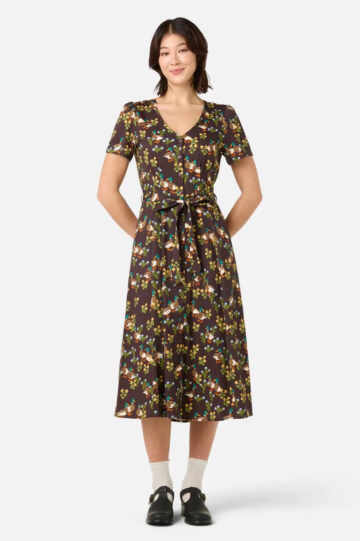 Image of Dresses. Productname: Sweet Ducks Midi Dress in Chocolate colour by brand - Princess Highway