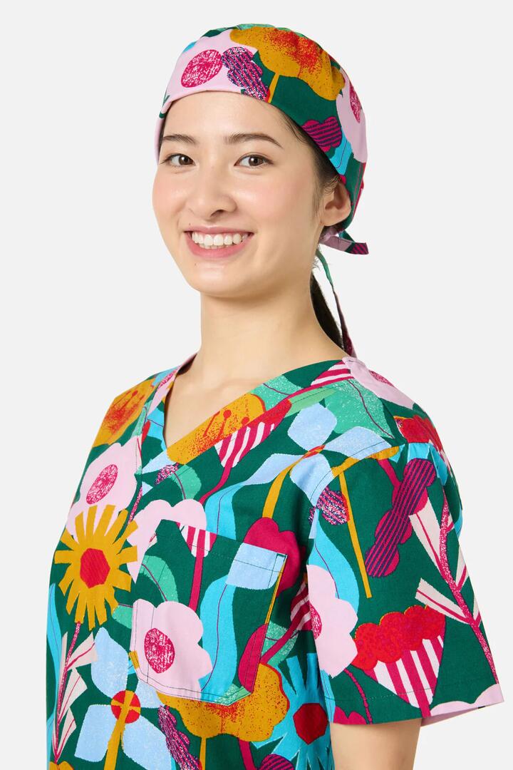Image of Hats. Product name - Paper Blooms Scrub Hat in Green colour by brand - Gorman