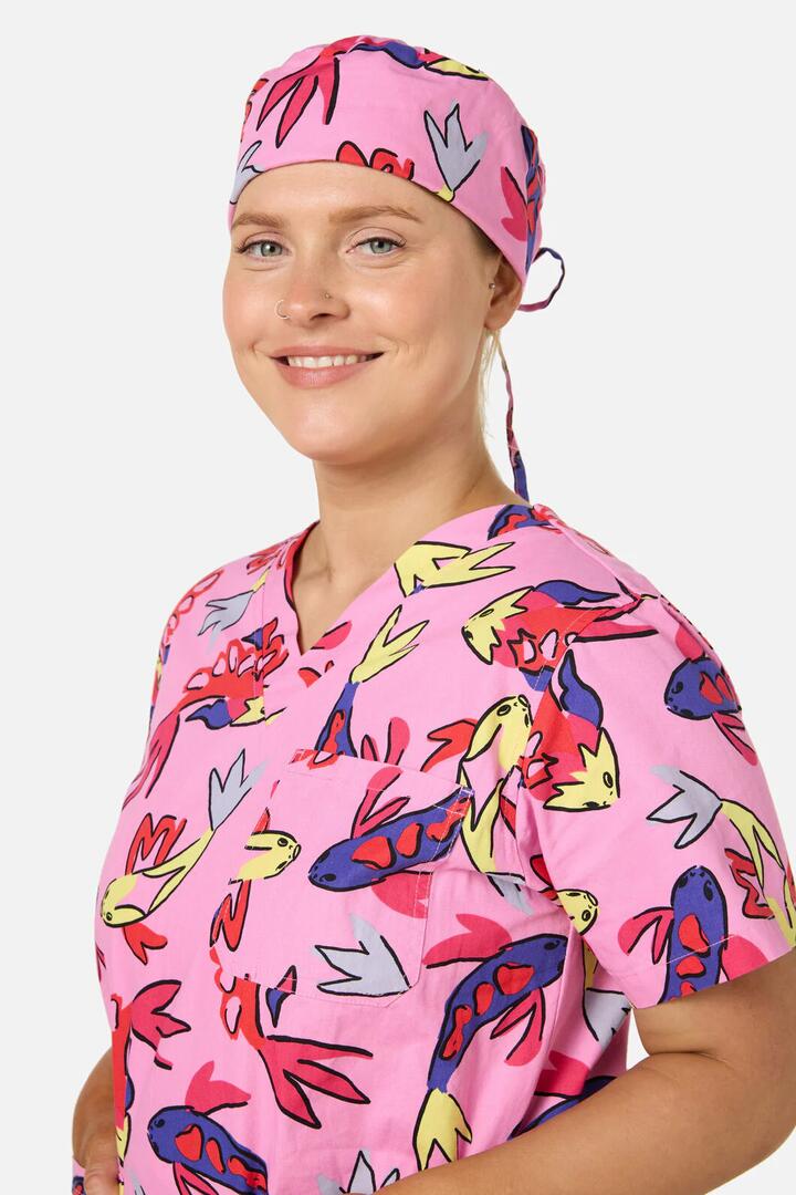 Image of Hats. Product name - Koi Pond Scrub Hat in Pink colour by brand - Gorman