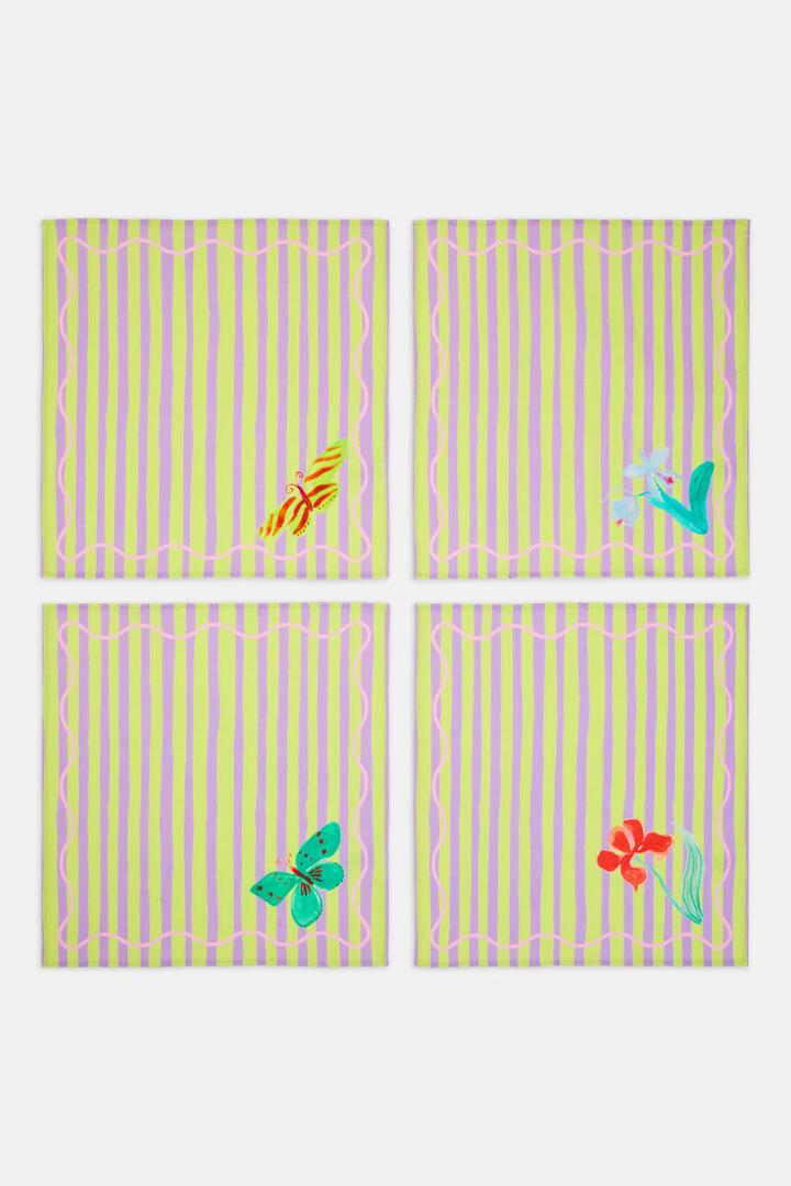 Image of Kitchen & Dining. Product name - Electric Eden Napkin Set Of 4 in Print colour by brand - Gorman