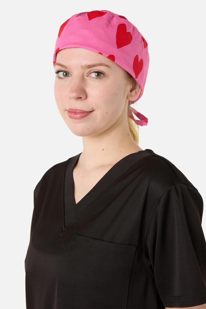 Image of Hats. Productname: Love Hearts Scrub Hat in Pink colour by brand - Scrubs With Love