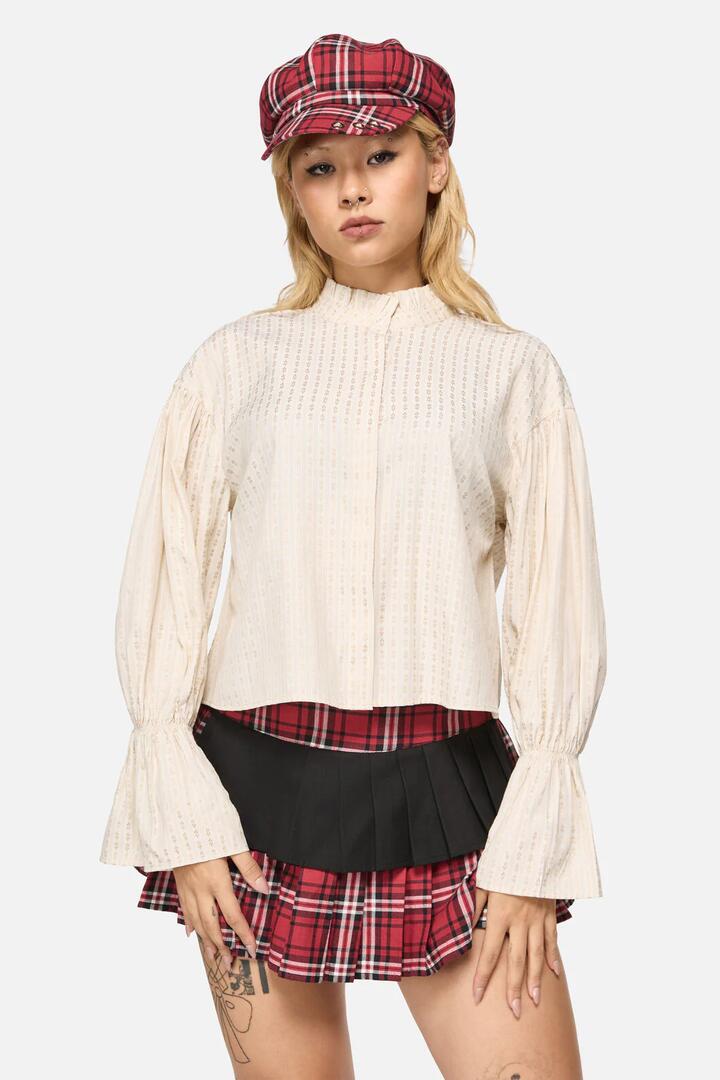 Image of Blouses. Productname: Wolves Goth Blouse in Cream colour by brand - Black Friday