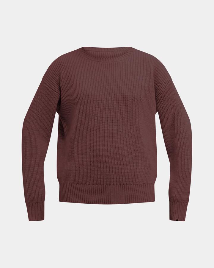 Image of a model wearing Outerwear. Product name - Billabong Womens Coastline Sweatshirt Teak in Teak colour by brand - Billabong