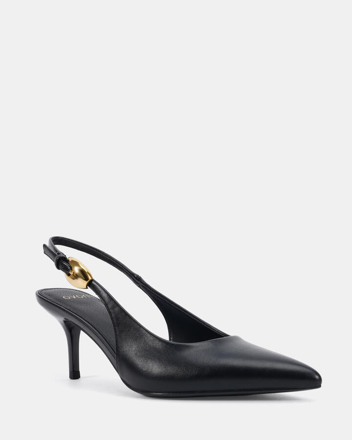 Image of Heels. Product name - Iconic Black Smooth Vegan Heels in Black colour by brand - Novo