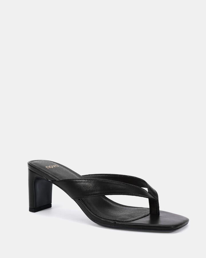 Image of Heels. Product name - Letty Black Vegan Heels in Black colour by brand - Novo
