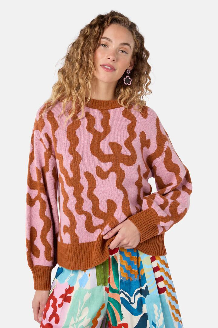 Image of a model wearing Outerwear. Product name - Jiggle Jumper in Multi colour by brand - Gorman