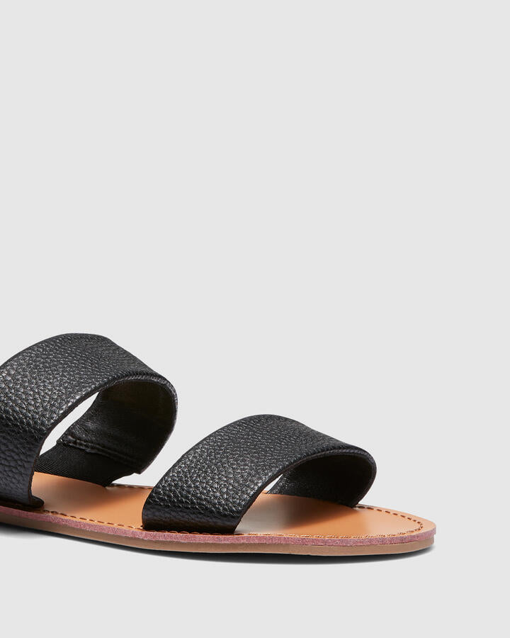Image of Sandals. Product name - Roy Black Pebble Sandals in Black colour by brand - Novo