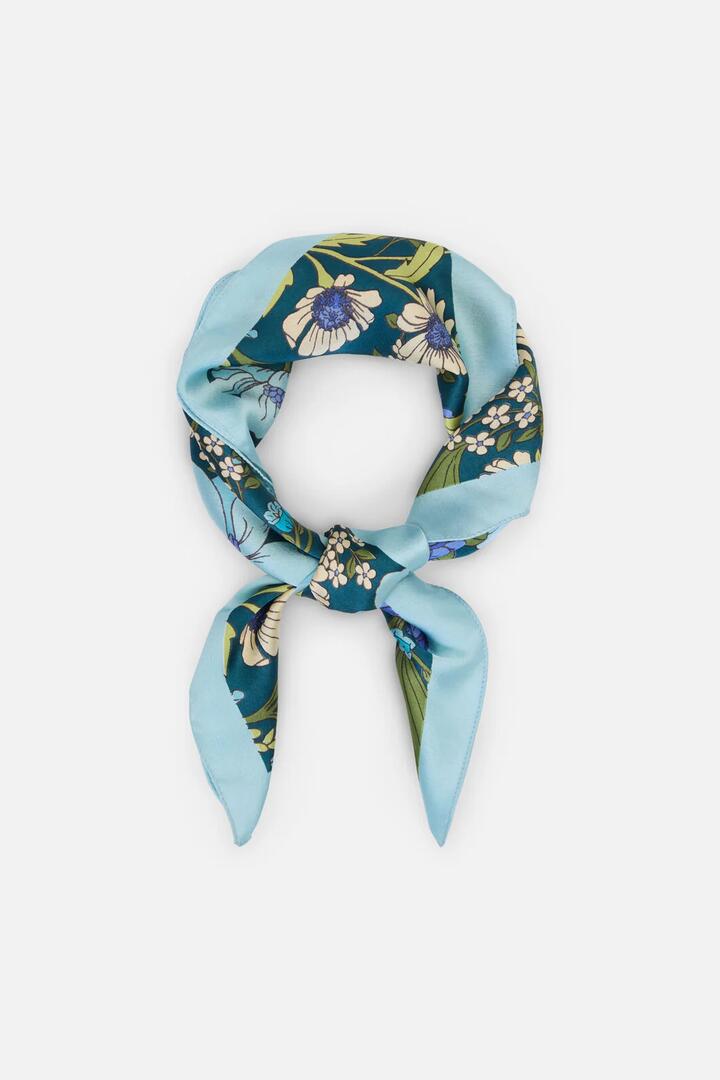 Image of Scarves & Shawls. Productname: Gloria Floral Satin Scarf in Teal colour by brand - Princess Highway