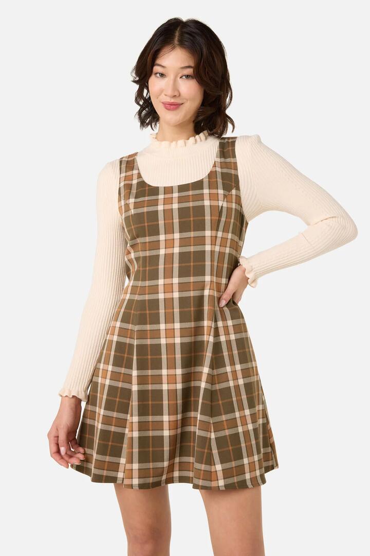 Image of Dresses. Productname: Vera Check Mini Dress in Green colour by brand - Princess Highway