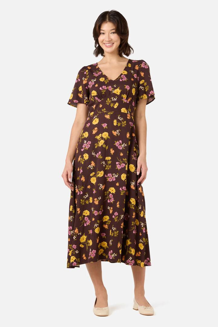 Image of Dresses. Productname: Winona Flower Midi Dress in Chocolate colour by brand - Princess Highway