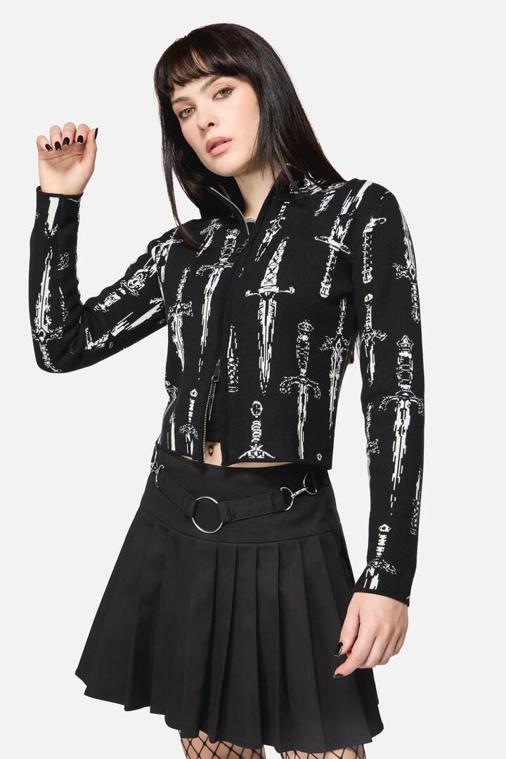 Image of Blouses. Productname: Dagger Goth Zip Cardigan in Black colour by brand - Dangerfield