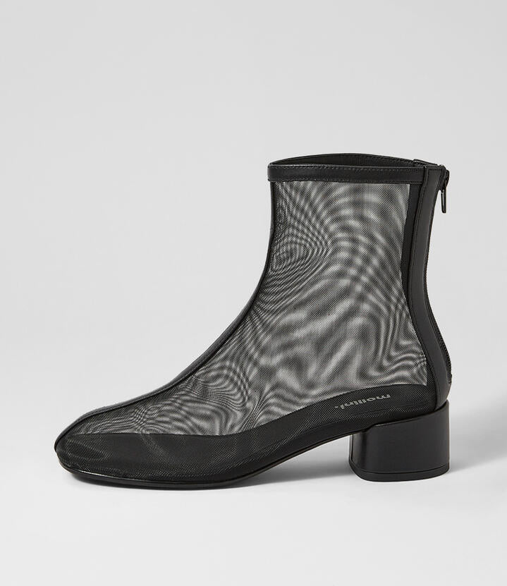 Image of Boots. Product name - Garnir Black Fabric Ankle Boots in Black colour by brand - MOLLINI
