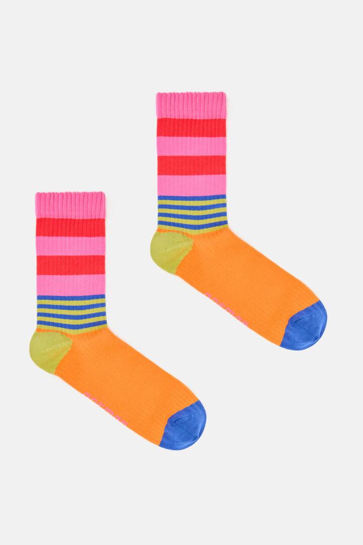Image of Socks. Product name - Harvey Rib Boot Sock Pink in Multi colour by brand - Gorman