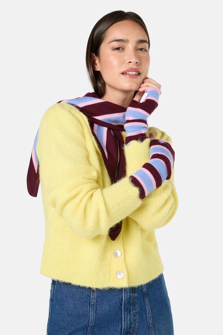 Image of Scarves & Shawls. Product name - Seedlings Wrist Warmers in Stripe colour by brand - Gorman