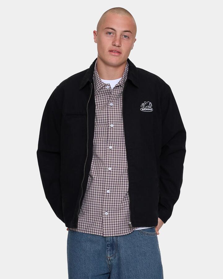 Image of Coats & Jackets. Product name - Worship Mens Cherub Work Jacket Black in Black colour by brand - Worship