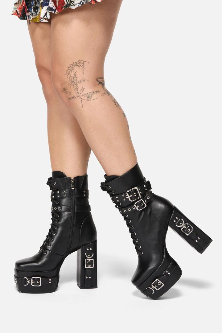 Image of Boots. Productname: Lace Up Strappy Boots in Black colour by brand - Black Friday
