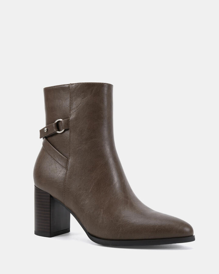 Image of Boots. Product name - Kami Dark Taupe Vintage Vegan Boots in Dark Taupe Vintage colour by brand - Novo