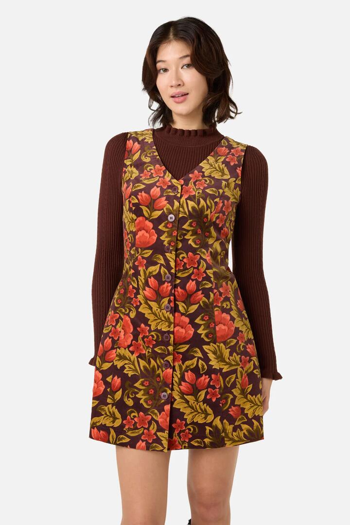 Image of Dresses. Productname: Azura Velvet Pinafore Dress in Rust colour by brand - Princess Highway