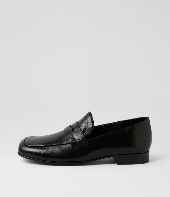 Image of Flats. Product name - Ayede Black Leather Loafers in Black colour by brand - MOLLINI