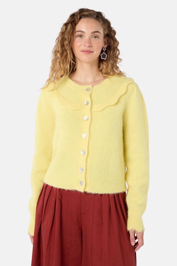 Image of Cardigans. Product name - Sweethearts Cardigan in Yellow colour by brand - Gorman