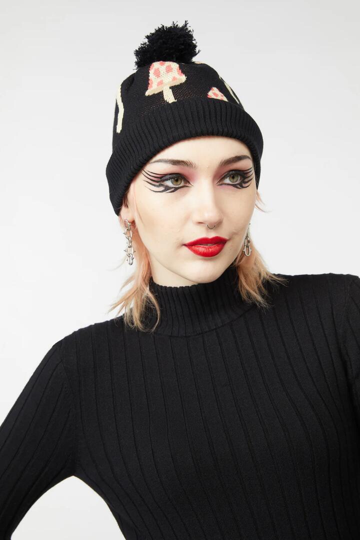 Image of Hats. Productname: Shroom Beanie in Black colour by brand - Dangerfield