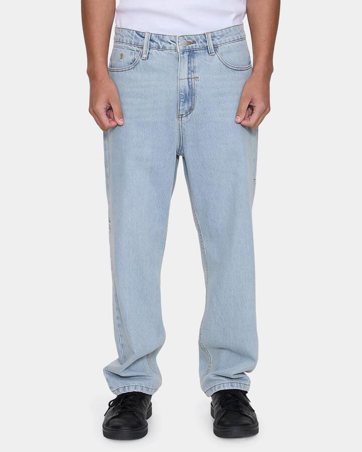 Image of Jeans. Product name - Thrills Mens Slacker Relaxed Denim Jeans Horizon Blue in Horizon Blue colour by brand - Thrills