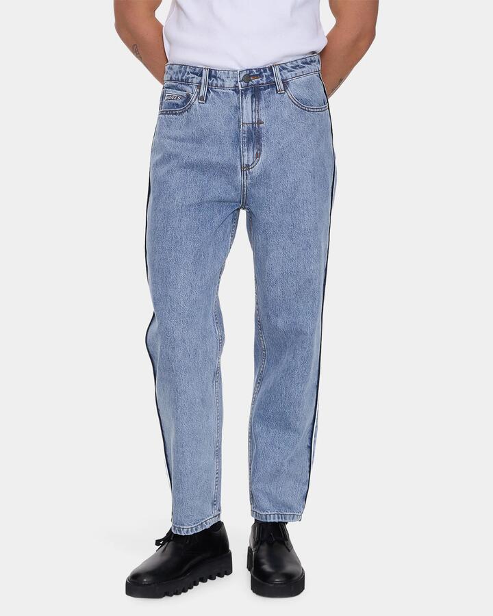 Image of Jeans. Product name - Thrills Mens Heavy Voltage Slacker Relaxed Denim Jeans Garage Blue in Garage Blue colour by brand - Thrills