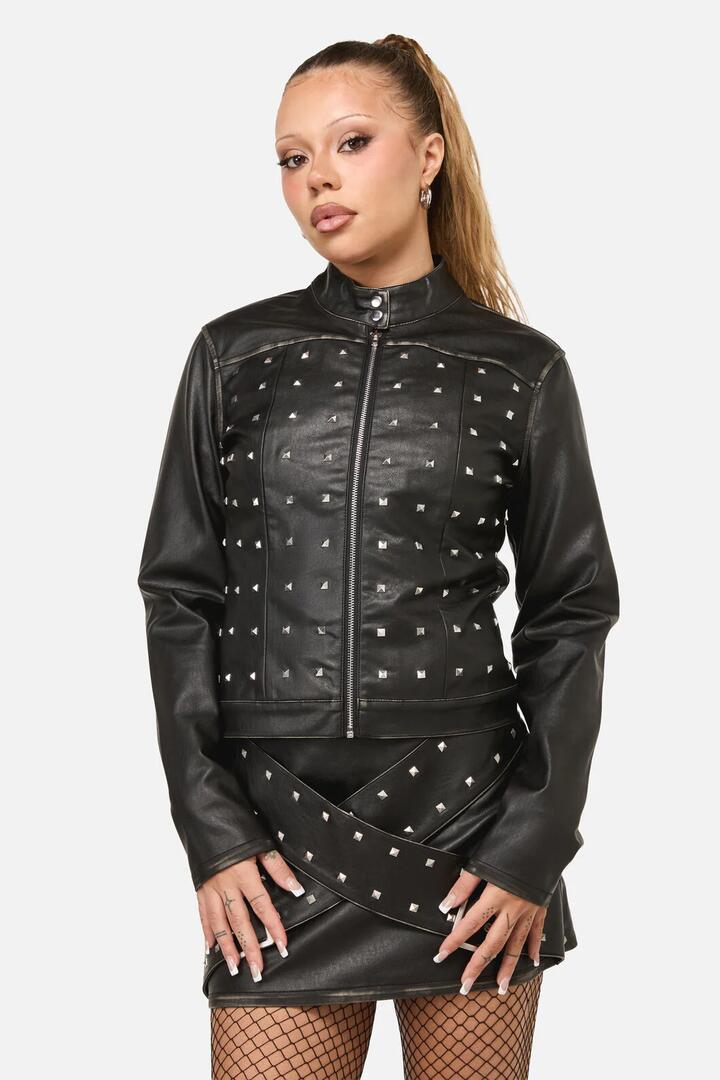 Image of Coats & Jackets. Productname: Sleaze Punk PU Jacket in Black colour by brand - Dangerfield