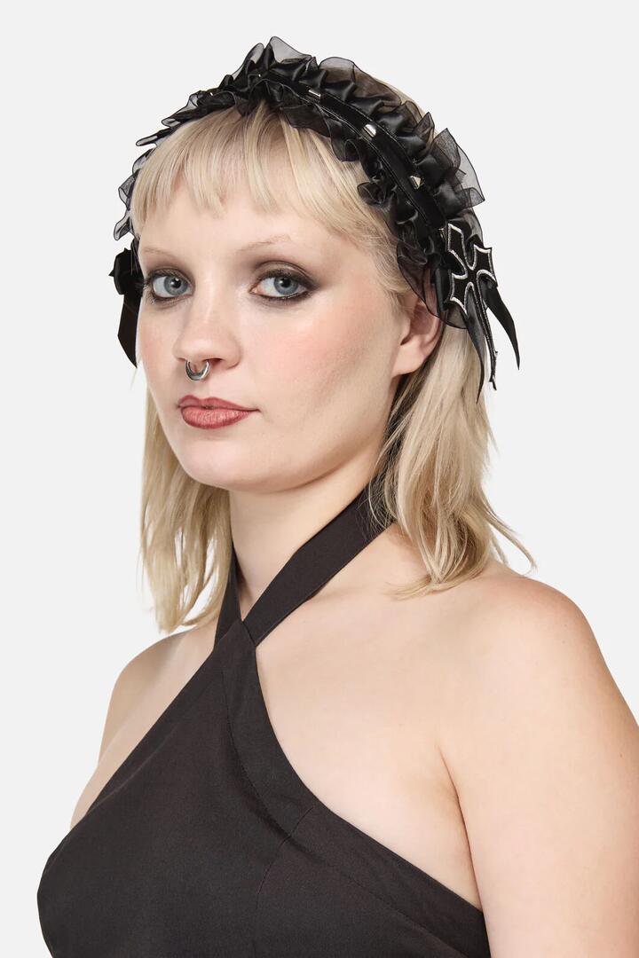 Image of Hair Accessories. Productname: Ruffle Edge Tie Up Headband in Red colour by brand - Black Friday