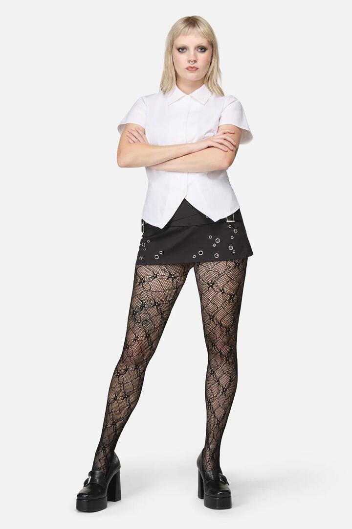 Image of Lingerie. Productname: Cracking Flower Fishnet Tights in Black colour by brand - Black Friday