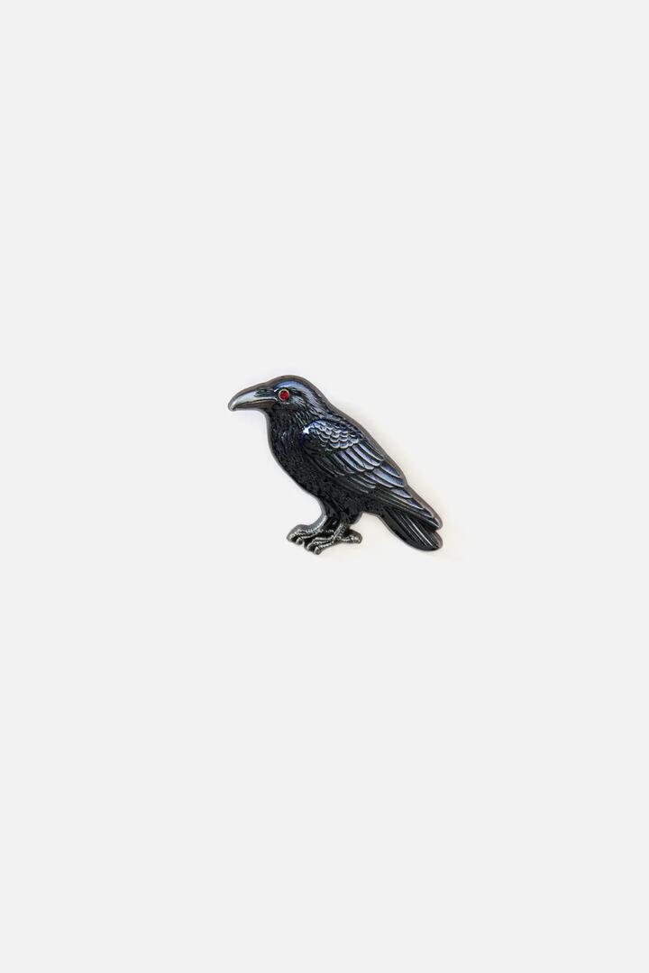 Image of Jewelry. Productname: Red Eye Raven Pin in Gunmetal colour by brand - Black Friday