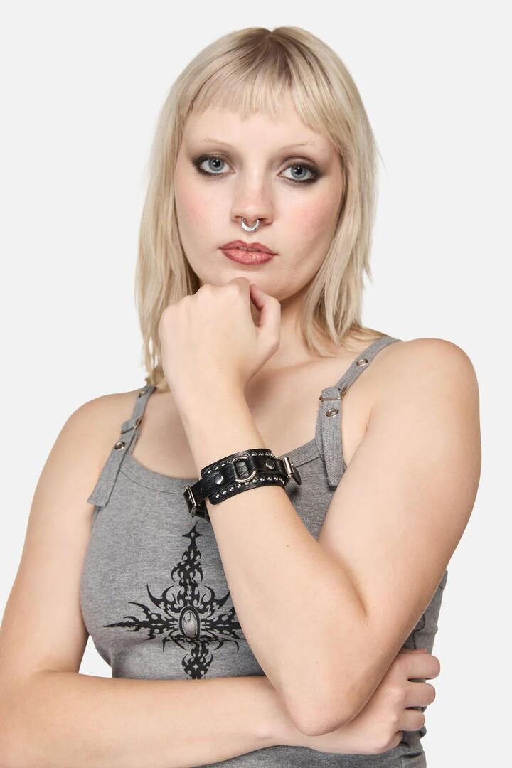 Image of Jewelry. Productname: Stud Buckle Cuff in Black colour by brand - Dangerfield